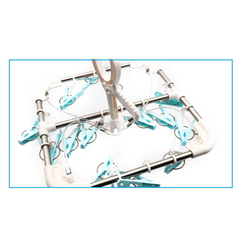 Electronice si Electrocasnice - Masini si uscatoare de rufe - Accesorii masini de spalat si uscatoare - Uscator de Haine Sosete si Lenjerie din Aluminiu si PVC cu 16 Carlige 35 x 30 cm - Infinity.ro