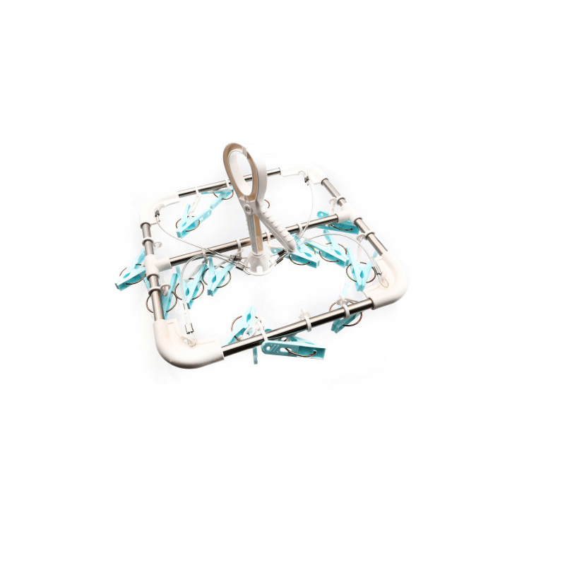 Electronice si Electrocasnice - Masini si uscatoare de rufe - Accesorii masini de spalat si uscatoare - Uscator de Haine Sosete si Lenjerie din Aluminiu si PVC cu 16 Carlige 35 x 30 cm - Infinity.ro