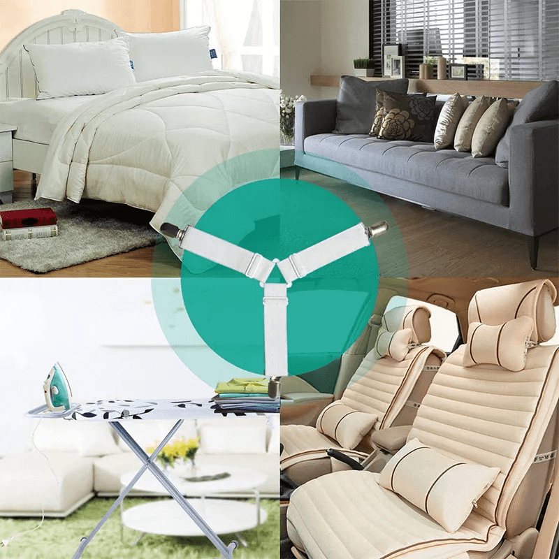 Casa si Gradina - Decoratiuni - DIY - Articole mercerie - Cleme Fixare Cearceaf din Metal si Elastic Triunghiulare Ajustabile Set 4 Bucati G Glixicom® - Infinity.ro