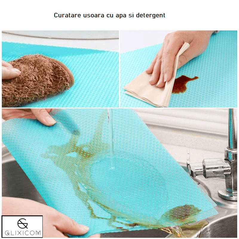Electronice si Electrocasnice - Aparate frigorifice - Accesorii aparate frigorifice - Covoras pentru Protectie Rafturi Frigider sau Sertare din PVC Antiderapant 45 x 30 cm Turcoaz G Glixicom® - Infinity.ro