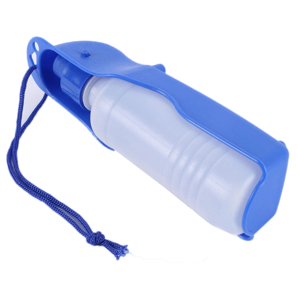Sticla Apa Caini si Pisici  cu Castron pentru Adapare - Portabila Capacitate 500 ml Albastru G Glixicom®