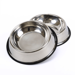 Petshop - Accesorii petshop - Castroane si adapatori - Set 2 Bucati Bol Mancare  Catel sau Pisica din Otel Inoxidabil cu Baza Antiderapanta Diametru Interior 13 cm - Infinity.ro