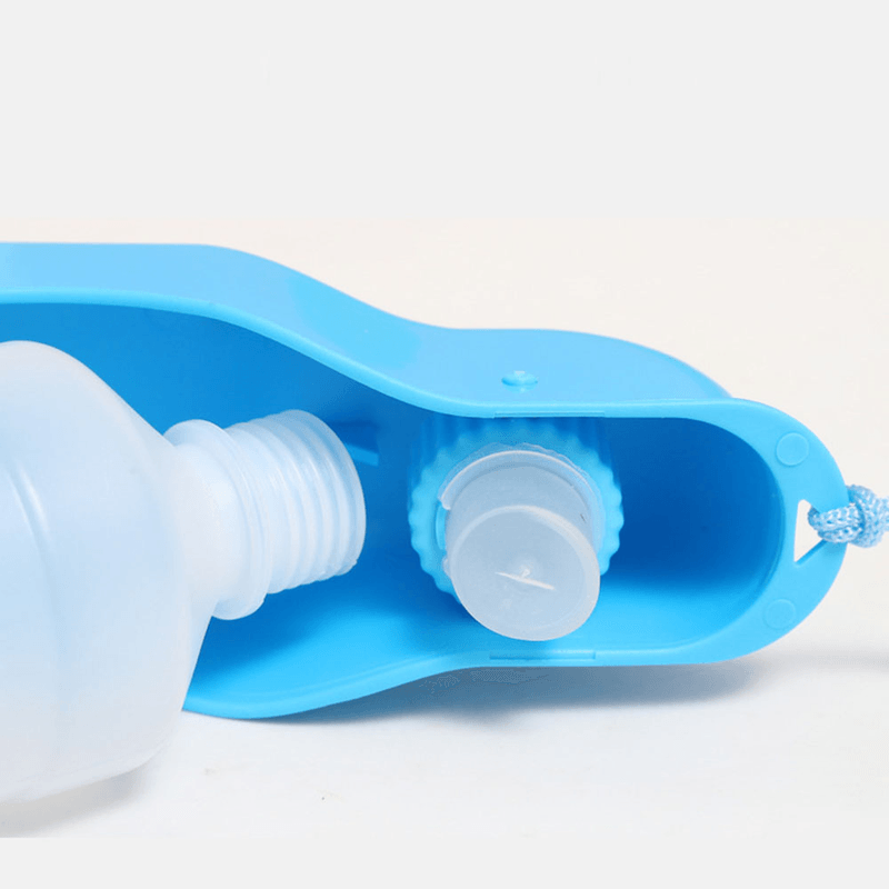 Petshop - Accesorii petshop - Castroane si adapatori - Sticla Apa Caini si Pisici  cu Castron pentru Adapare - Portabila Capacitate 500 ml Albastru G Glixicom® - Infinity.ro