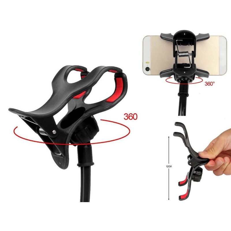 Laptop, Telefoane si Tablete - Telefoane mobile si accesorii - Accesorii Telefoane - Suport si docking telefoane - Suport Flexibil cu Brat si Clema Metalica, Rotatie 360 de Grade 50 cm Negru - Infinity.ro