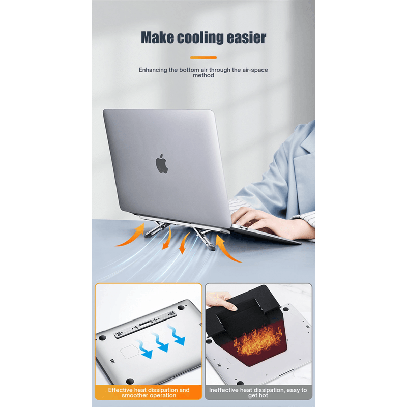 Laptop, Telefoane si Tablete - Laptopuri si accesorii - Accesorii Laptop - Standuri/Coolere notebook - Suport din Aluminiu Pliabil si Portabil Autoadeziv  pentru Laptop cu Inaltime Reglabila pe 4 Nivele G Glixicom® - Infinity.ro