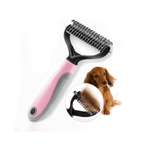 Petshop - Ingrijire si Igiena - Produse uz extern - Perii si manusi - Perie Par Caini Pisici si alte Animale Cu Pieptene pe 2 Sensuri pentru Descalcire Marime S Roz 17 x 7 cm Roz G Glixicom® - Infinity.ro