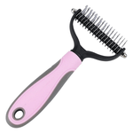 Petshop - Ingrijire si Igiena - Produse uz extern - Perii si manusi - Perie Par Caini Pisici si alte Animale Cu Pieptene pe 2 Sensuri pentru Descalcire Marime S Roz 17 x 7 cm Roz G Glixicom® - Infinity.ro