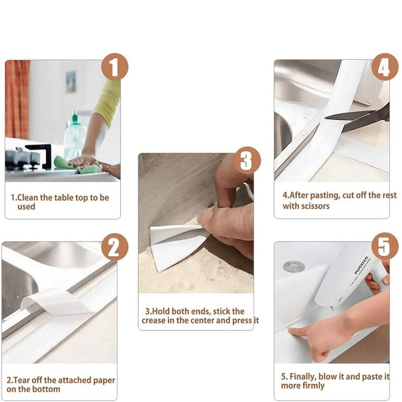 Carti si Birotica - Birotica - Accesorii de birou - Benzi adezive - Banda Adeziva pentru Etansare Plita WC Cada Chiuveta Multifunctionala si Impermeabila 3,2 m x 3,6 cm Alba - Infinity.ro