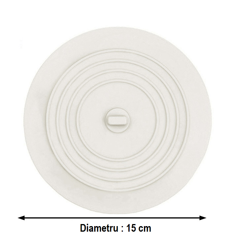 Casa si Gradina - Sanitare - Chiuveta bucatarie si accesorii - Accesorii chiuvete - Capac din Cauciuc Siliconat pentru Protectie Mirosuri Neplacute Chiuveta Cada Sifon Dusiametru 15 cm Alb - Infinity.ro