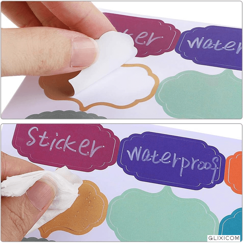 Carti si Birotica - Papetarie - Afise si stickere - Set 84 Etichete din PVC Autoadezive Multicolore cu Marker Alb  Reutilizabile G Glixicom® - Infinity.ro