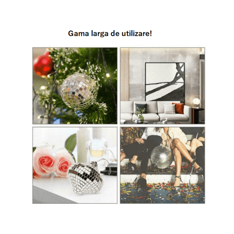 Casa si Gradina - Decoratiuni - Obiecte decorative - Accesorii decorative - Banda Adeziva Decorativa de Tip Mozaic Oglinda Argintiu 4 x 100 cm G Glixicom® - Infinity.ro