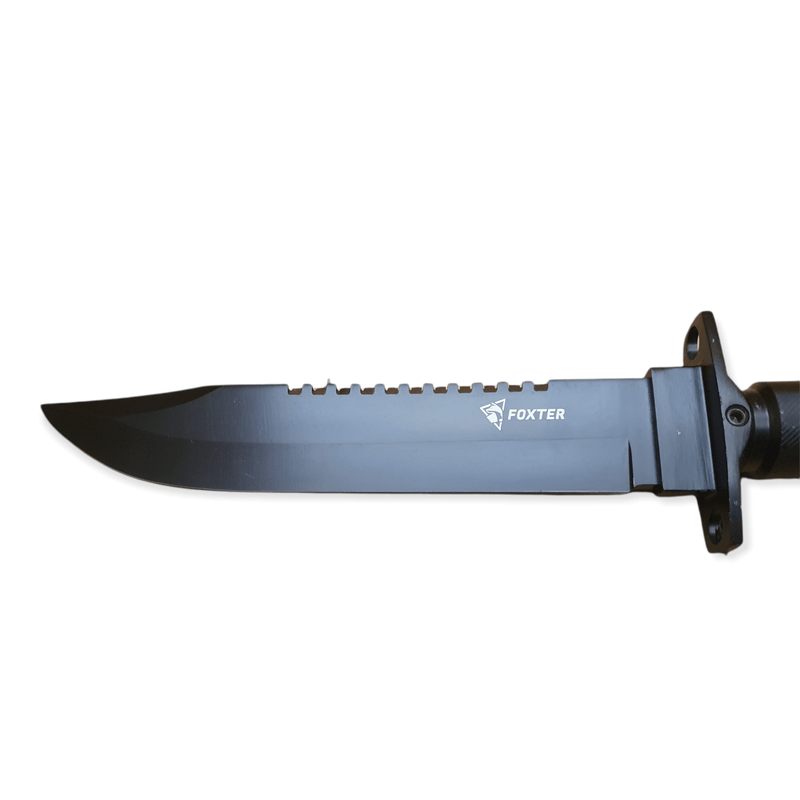 Casa si Gradina - Bucatarie si vesela - Vesela si tacamuri - Cutite si seturi de cutite - Cutit tactic de supravieturire Rambo Finka Foxter, 35 cm, husa, negru - Infinity.ro