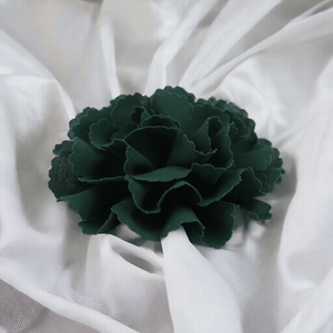 Floare textila pentru cusut sau lipit pe haine, diametru 10 cm, Verde inchis