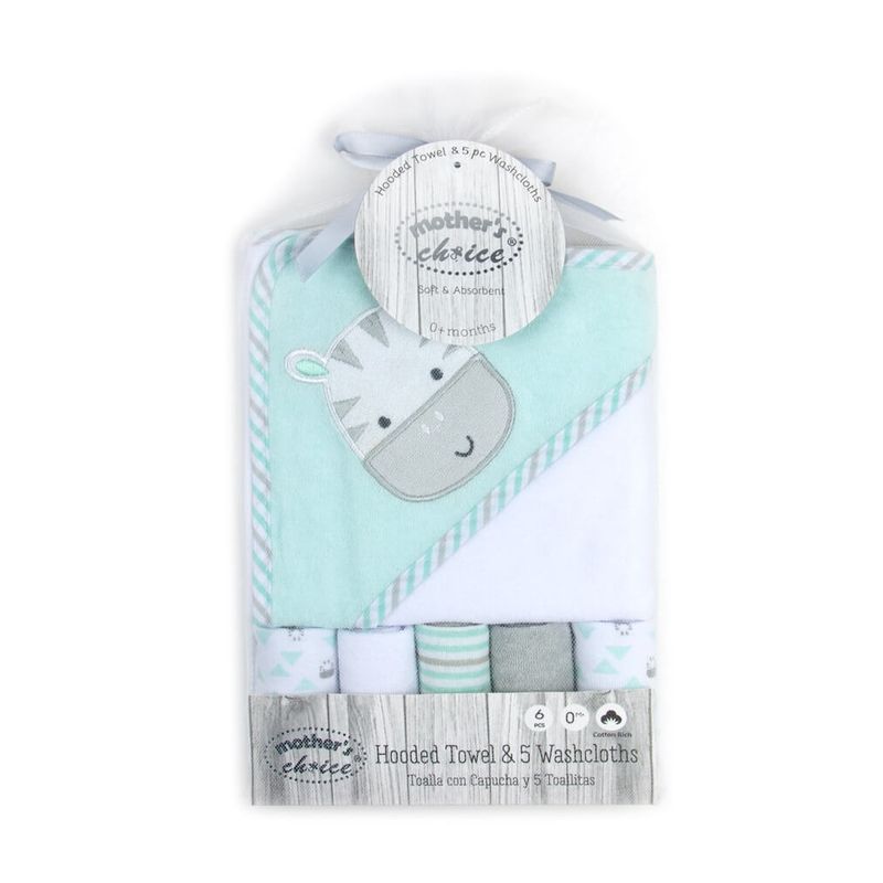 Jucarii, Copii si Bebe - Igiena si ingrijire - Baia bebelusului - Prosoape si halate de baie copii - Set cadou bebelusi prosop cu gluga si 5 mini prosopele - zebra - Infinity.ro