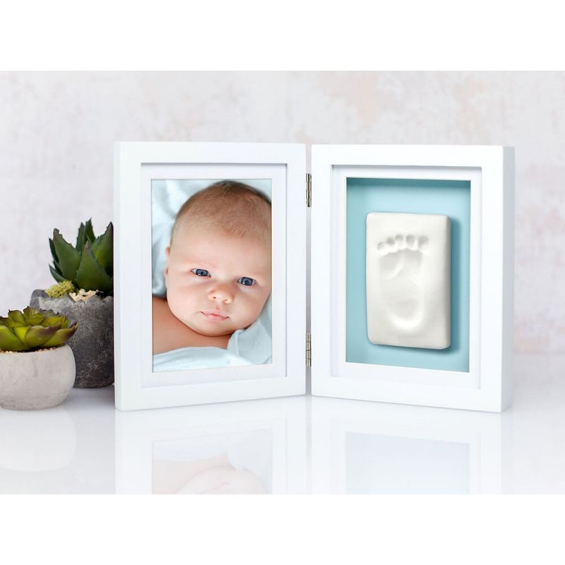 Market - Cadouri - Rame si albume foto - Pearhead - Kit rama foto dubla cu amprenta mulaj manuta sau piciorus - alba - Infinity.ro