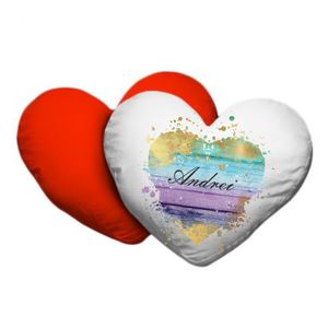 Perna inima cu spate rosu personalizata cu nume pentru el 40 x 40 cm
