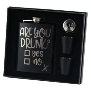 Set cadou "Are you Drunk", plosca, palnie, si 2 pahare