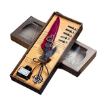 Carti si Birotica - Birotica - Instrumente de scris - Pixuri si stilouri - Set stilou pana cu ornamente metalice, visiniu - Infinity.ro