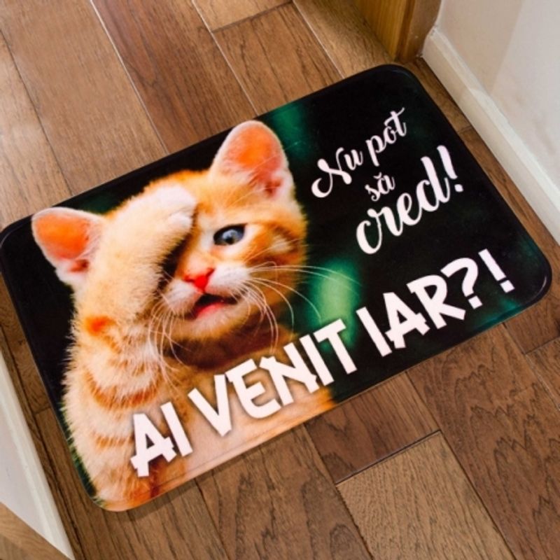 Casa si Gradina - Textile si covoare - Covoare - Covoare casa - Covoras din plus de interior „Nu pot sa cred! Ai venit iar?!” Pisica - Infinity.ro