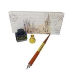 Carti si Birotica - Birotica - Instrumente de scris - Pixuri si stilouri - Set stilou caligrafie din lemn, cu 5 penite, calimara de cerneala si suport pentru birou - Infinity.ro