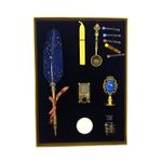 Carti si Birotica - Birotica - Instrumente de scris - Pixuri si stilouri - Set stilou cu pana albastra, Ceara pentru Sigiliu, Stampila, Lingurita, 5 Penite si Suport - Infinity.ro