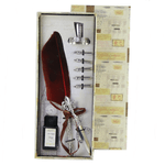 Carti si Birotica - Birotica - Instrumente de scris - Pixuri si stilouri - Set stilou cu pana rosie, 5 penite, suport, calimara si deschizator scrisori - Infinity.ro