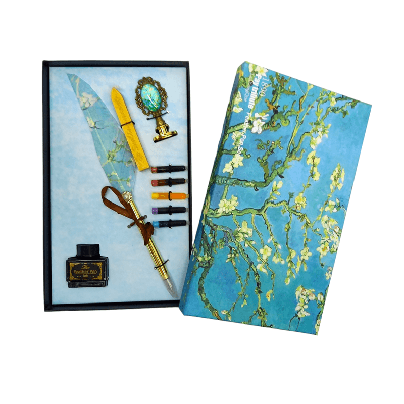 Carti si Birotica - Birotica - Instrumente de scris - Pixuri si stilouri - Set stilou caligrafie pana, model floral - Infinity.ro