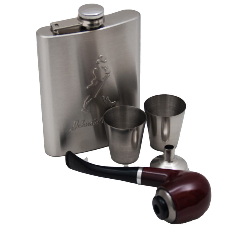 Market - Cadouri - Cadouri personalizate - Set cadou pentru barbati 5 piese: plosca, palnie, 2 pahare si pipa - Infinity.ro