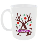 Casa si Gradina - Bucatarie si vesela - Cani si pahare - Cani si cesti - Cana cu initiala de Craciun personalizata cu nume, 330 ml - Infinity.ro