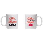 Casa si Gradina - Bucatarie si vesela - Cani si pahare - Cani si cesti - Set de 2 cani "Mr Right - Mrs Always Right" - Infinity.ro