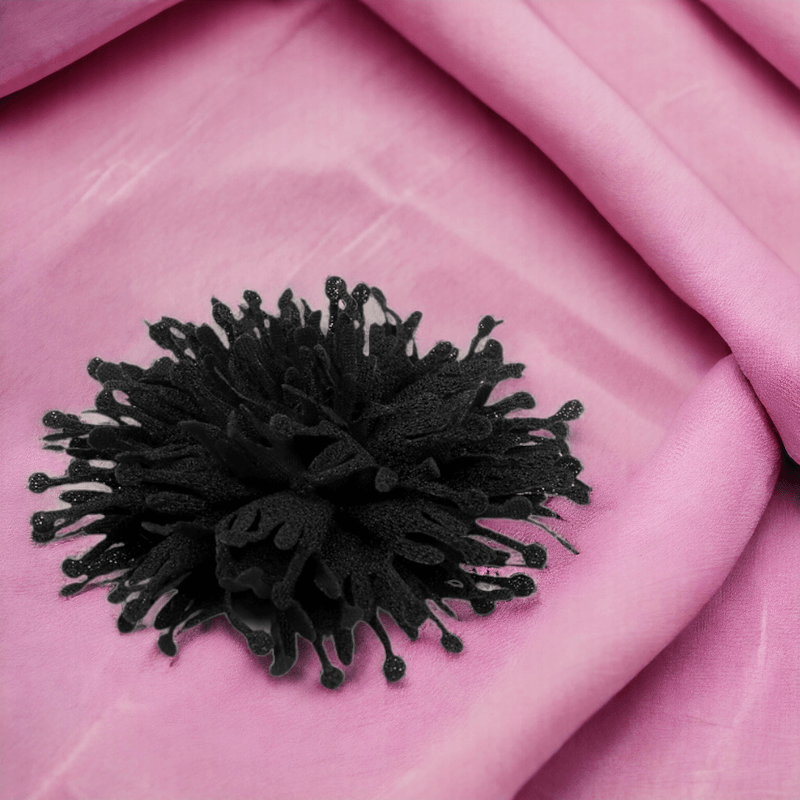 Casa si Gradina - Decoratiuni - DIY - Articole mercerie - Floare textila pentru lipit sau cusut pe haine, diametru 10 cm, Negru - Infinity.ro