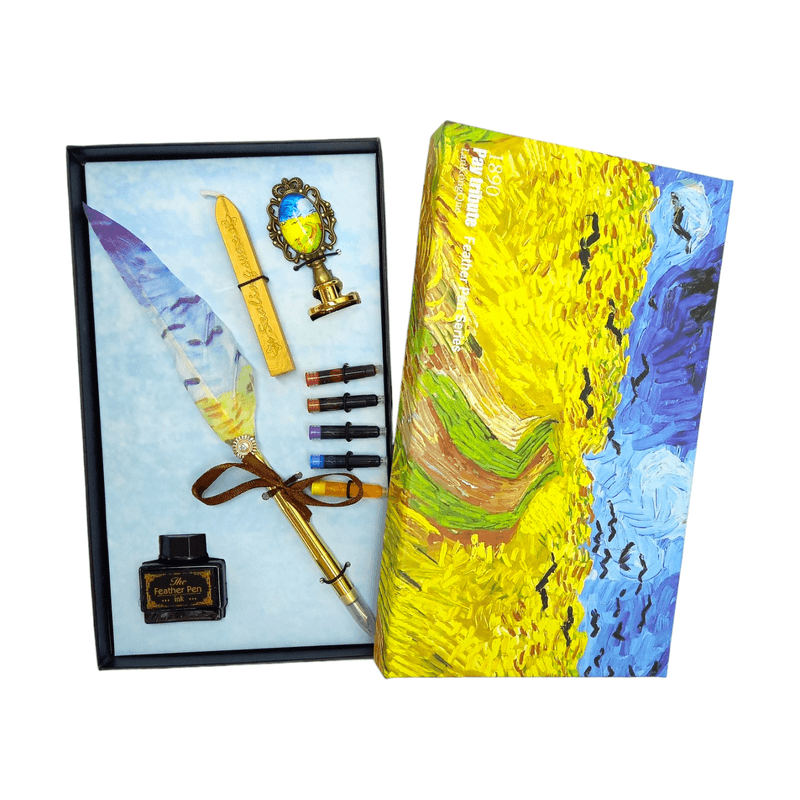 Carti si Birotica - Birotica - Instrumente de scris - Pixuri si stilouri - Set stilou caligrafie cu pana, 5 rezerve, ceara si sigiliu - Infinity.ro