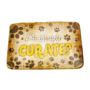 Covoras din plus de interior cu mesaj „Ai labutele curate?"