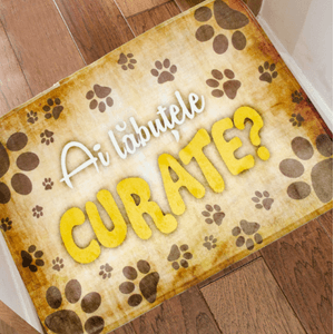 Covoras din plus de interior cu mesaj „Ai labutele curate?"