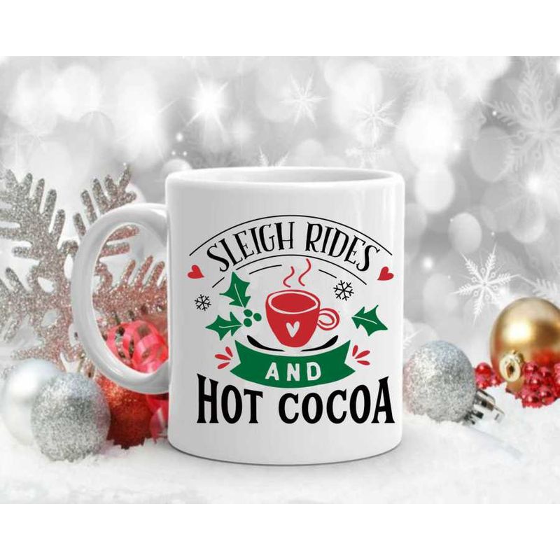 Casa si Gradina - Bucatarie si vesela - Cani si pahare - Cani si cesti - Cana cu mesaj "Sleight rides and hot cocoa" 300 ml - Infinity.ro