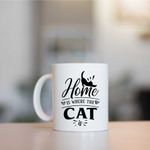 Casa si Gradina - Bucatarie si vesela - Cani si pahare - Cani si cesti - Cana cu mesaj "Home is where the cat is" - 300 ml - Infinity.ro