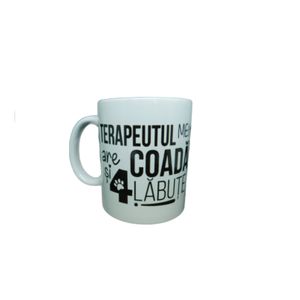 Cana cu mesaj „Terapeutul meu are coada si 4 labute”