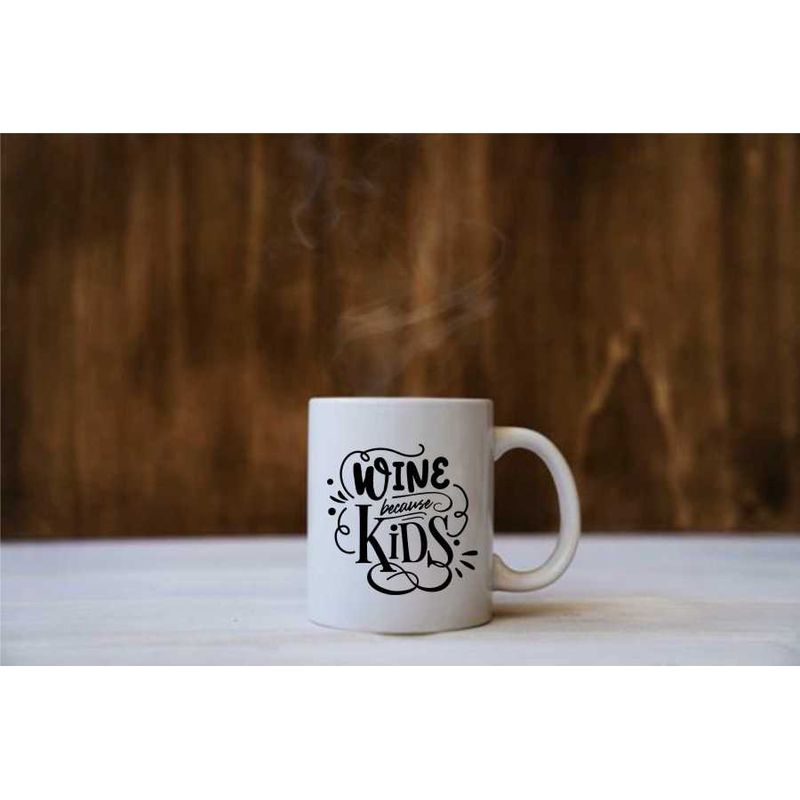 Casa si Gradina - Bucatarie si vesela - Cani si pahare - Cani si cesti - Cana cu mesaj "Wine because kids" 300 ml - Infinity.ro