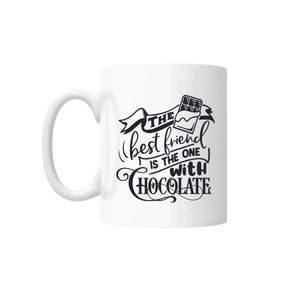Cana cu mesaj "The best friend is the one with chocolate" 300 ml