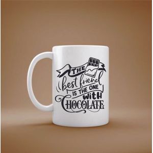 Cana cu mesaj "The best friend is the one with chocolate" 300 ml