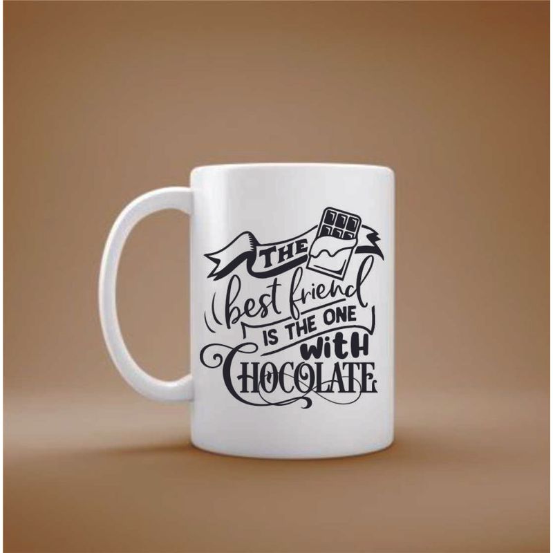 Casa si Gradina - Bucatarie si vesela - Cani si pahare - Cani si cesti - Cana cu mesaj "The best friend is the one with chocolate" 300 ml - Infinity.ro