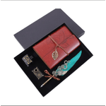 Carti si Birotica - Birotica - Instrumente de scris - Pixuri si stilouri - Set stilou cu pana verde cu ornamente metalice, agenda, calimara si suport de birou - Infinity.ro