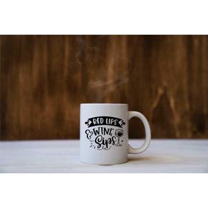 Cana cu mesaj "Red lips wine sips" 300 ml