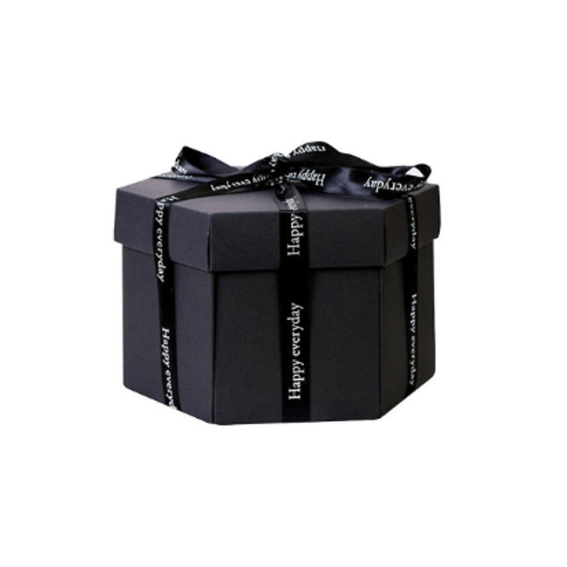 Market - Cadouri - Cadouri personalizate - Cutie exploziva personalizata cu fotografii, hexagonala culoare neagra, 40 x 40 x 43 cm - Infinity.ro
