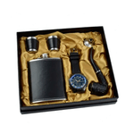 Market - Cadouri - Cadouri personalizate - Set cadou 6 piese alcatuit din Plosca cu palnie, 2 paharele pipa si ceas pentru barbati - Infinity.ro