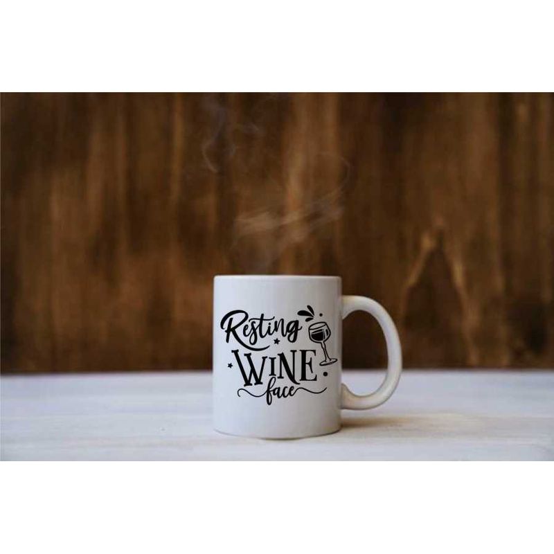 Casa si Gradina - Bucatarie si vesela - Cani si pahare - Cani si cesti - Cana cu mesaj "Resting wine face" 300 ml - Infinity.ro