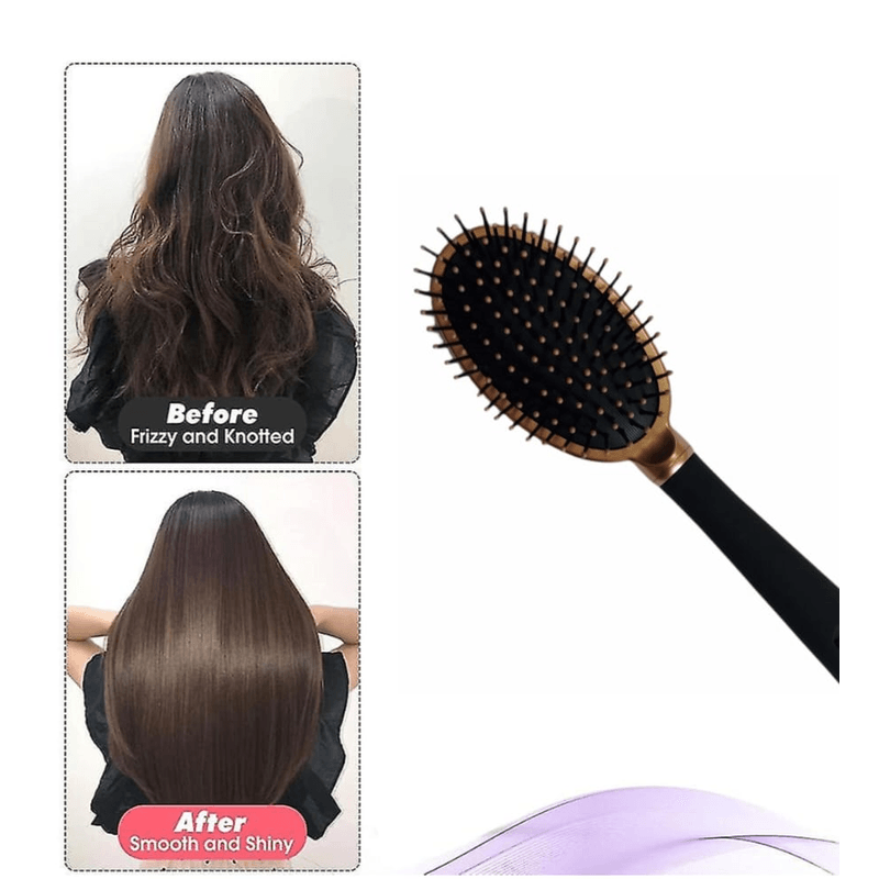 Ingrijire personala si Cosmetice - Aparate & accesorii ingrijire personala - Aparate cosmetice - Aparate intretinere si ingrijire corporala - Perie de Par Ovala cu Pernita din ABS si Metal cu Maner din Cauciuc Siliconat 23 x 8 cm G Glixicom® - Infinity.ro