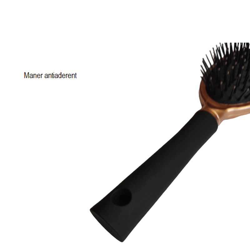 Ingrijire personala si Cosmetice - Aparate & accesorii ingrijire personala - Aparate cosmetice - Aparate intretinere si ingrijire corporala - Perie de Par Ovala cu Pernita din ABS si Metal cu Maner din Cauciuc Siliconat 23 x 8 cm G Glixicom® - Infinity.ro