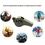 Sport si Outdoor - Camping - Accesorii camping si drumetii - Fluier Supravietuire 3 in 1 Fluier Busola si Termometru cu Snur Glixicom® - Infinity.ro