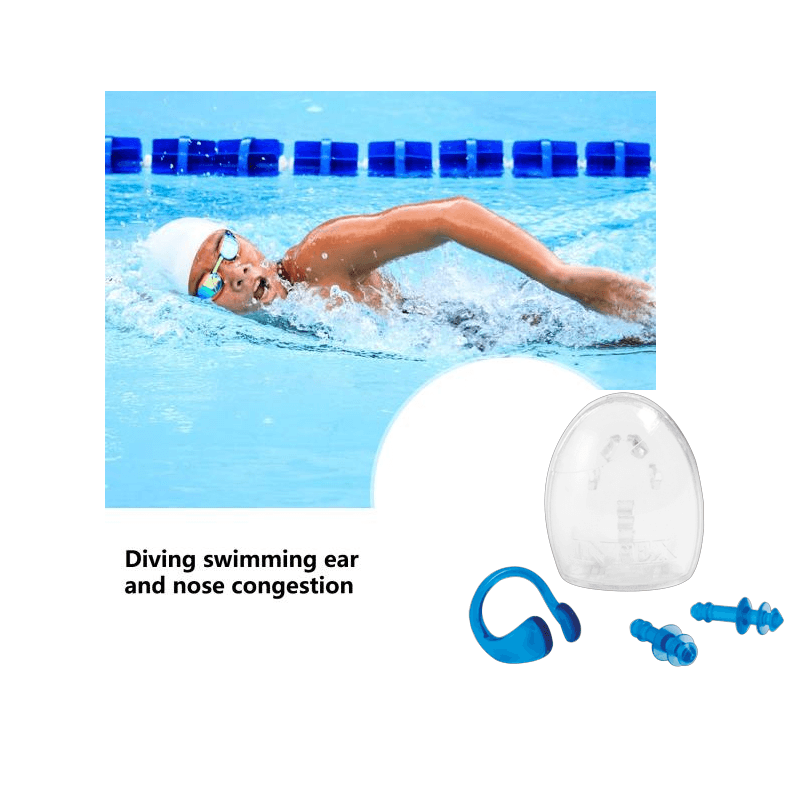 Ingrijire personala si Cosmetice - Aparate & accesorii ingrijire personala - Aparate cosmetice - Aparate intretinere si ingrijire corporala - Set Dopuri Urechi si Clema pentru Nas Inot cu Husa Depozitare G Glixicom® - Infinity.ro